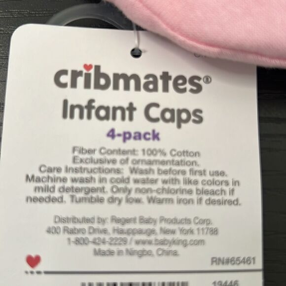 Adorable Girl Cribmates Infant Cap 4-Pack - Picture 4 of 4